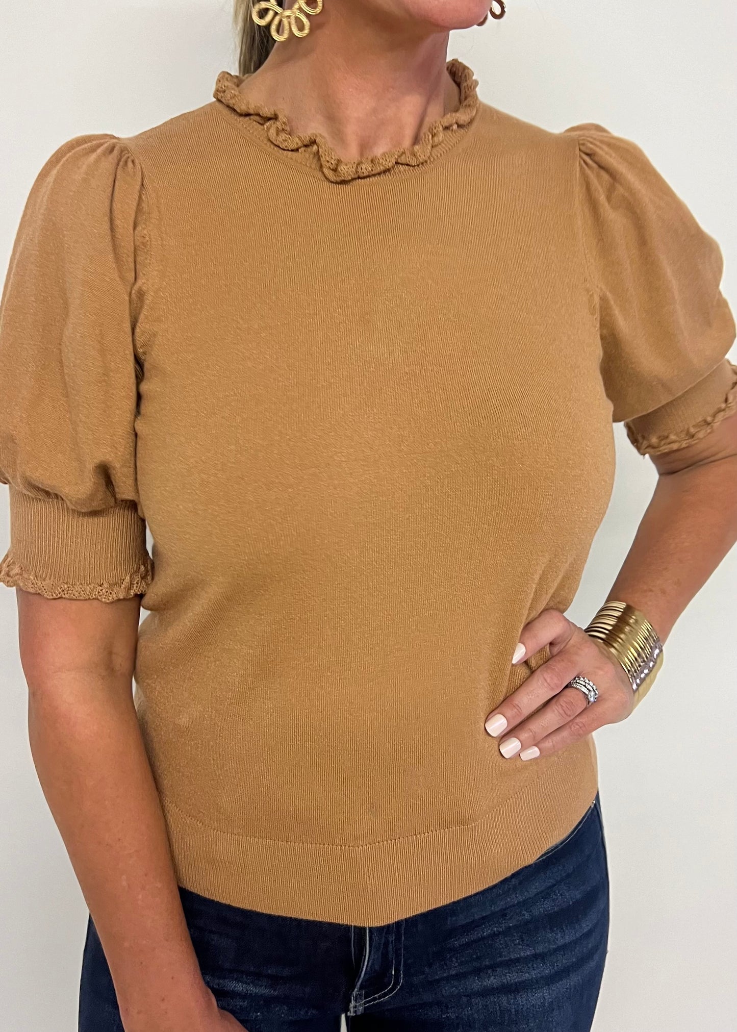 Fate Short Sleeve Sweater (Camel) - FINAL SALE