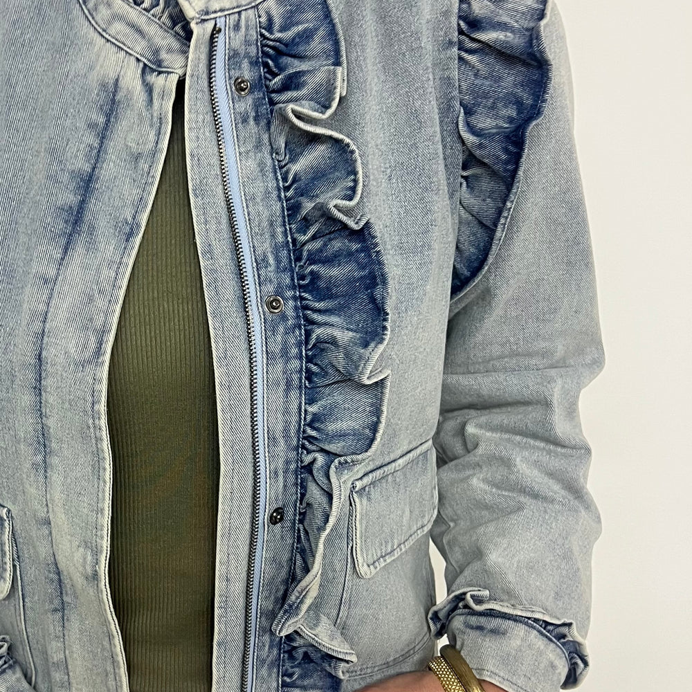 Austin Ruffle Denim Jacket-FINAL SALE