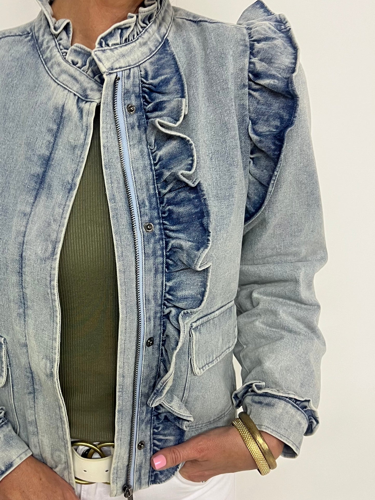 Austin Ruffle Denim Jacket