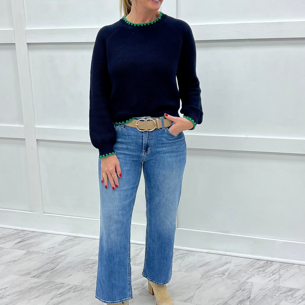 
                  
                    North Navy + Green Stitch Sweater
                  
                