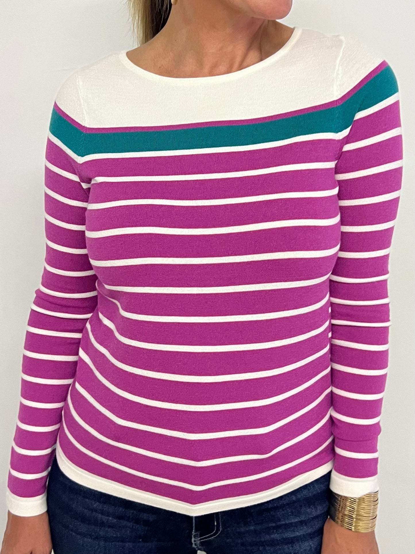 Mason Mix Stripe Sweater (Magenta)