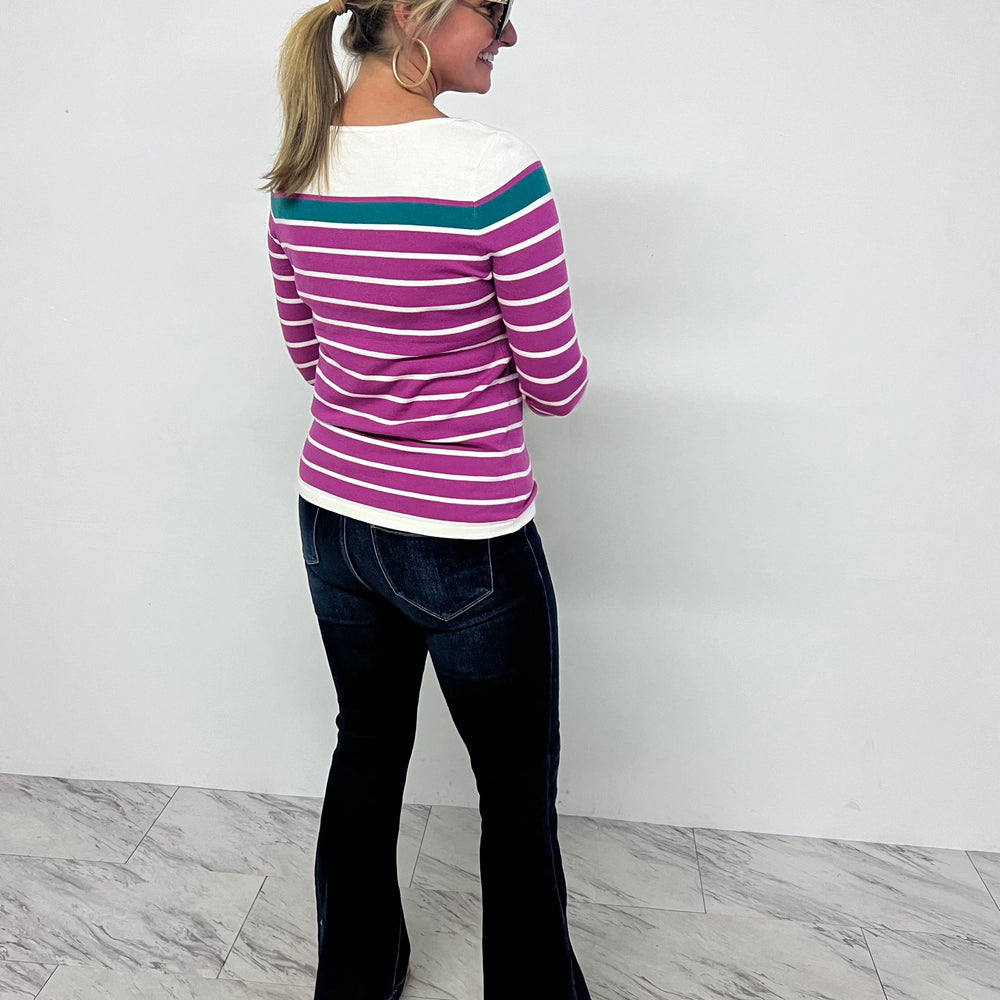 
                      
                        Mason Mix Stripe Sweater (Magenta)
                      
                    