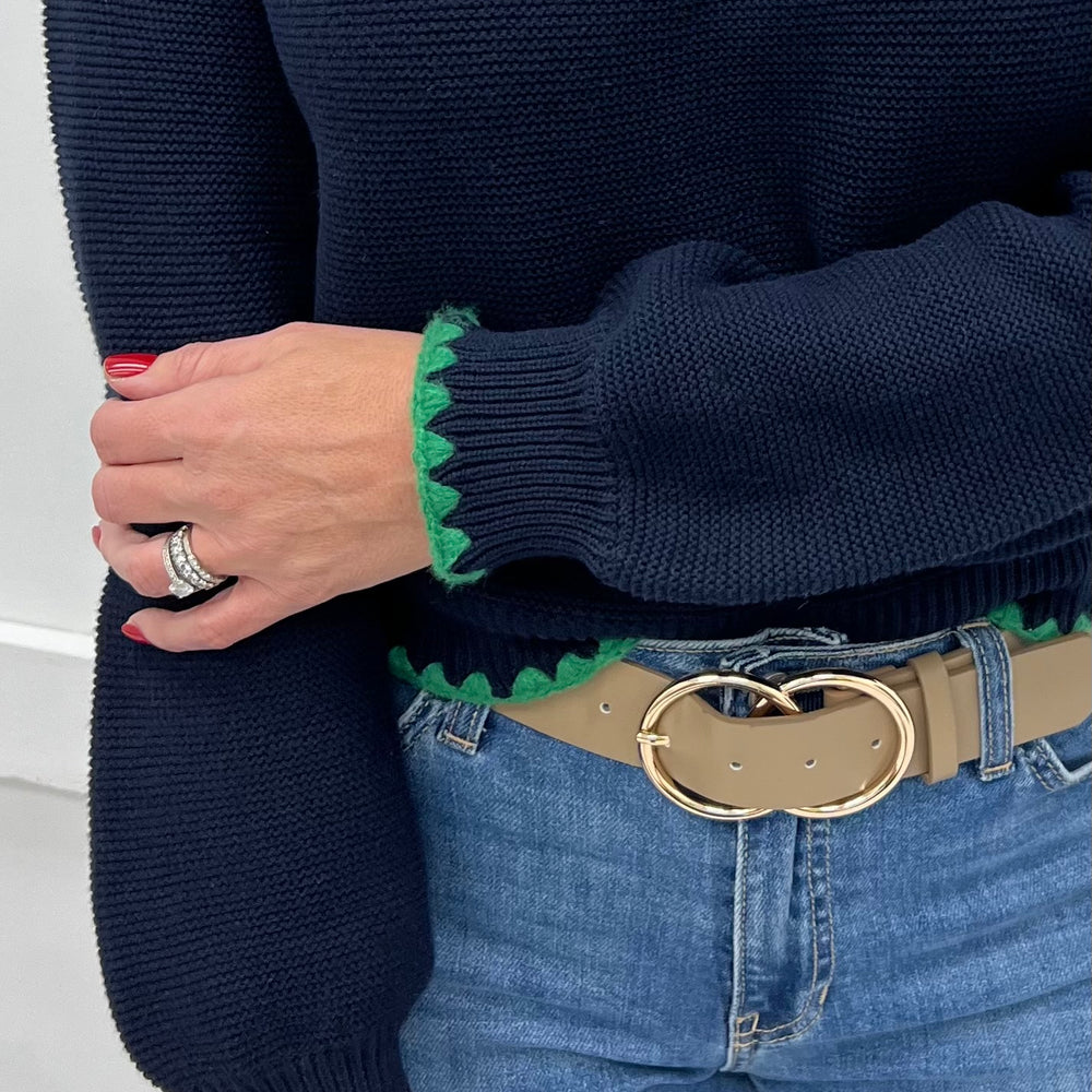 North Navy + Green Stitch Sweater