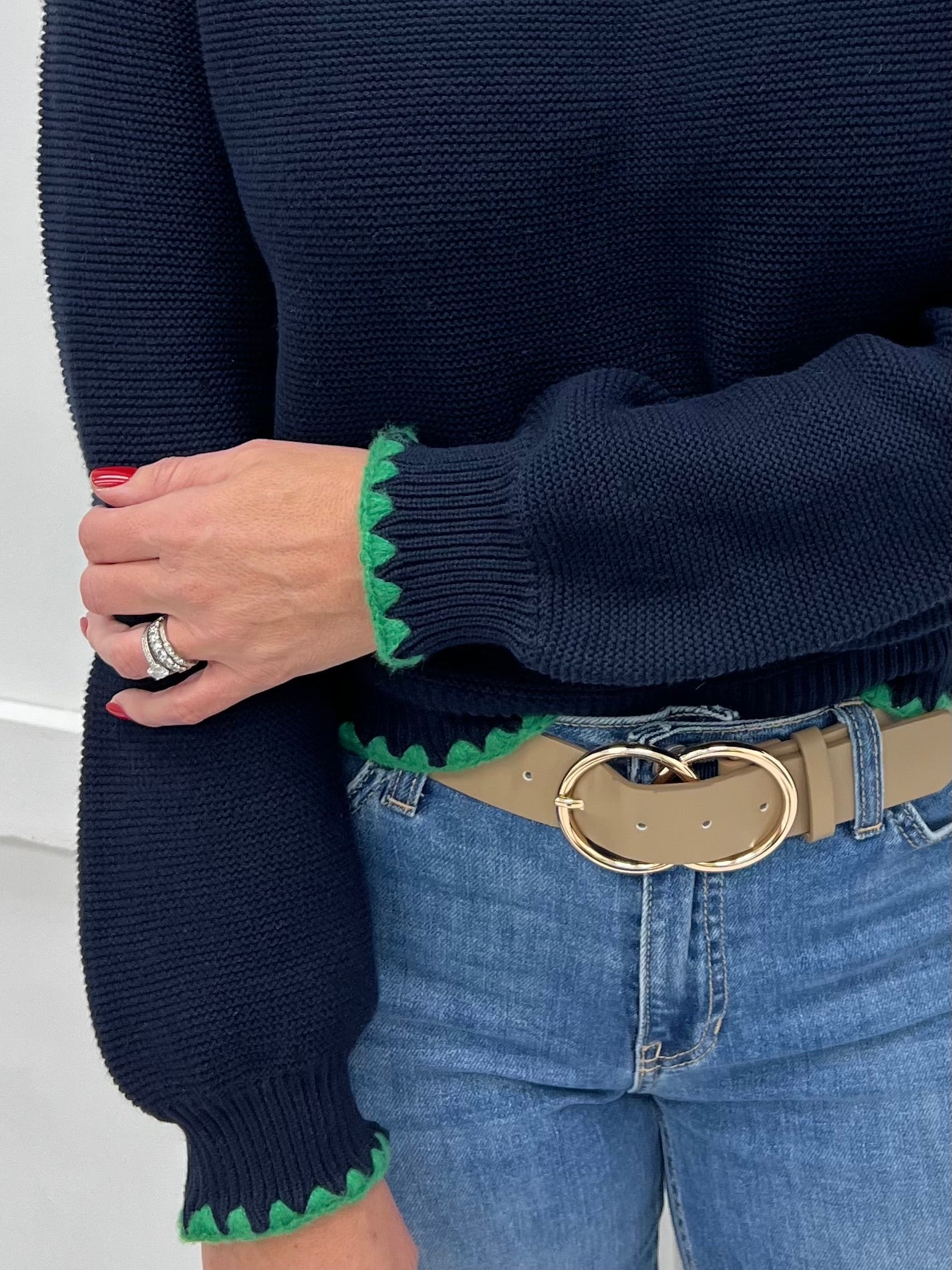North Navy + Green Stitch Sweater