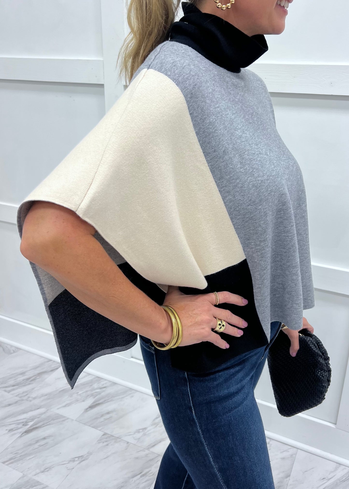 Uptown Colorblock Poncho