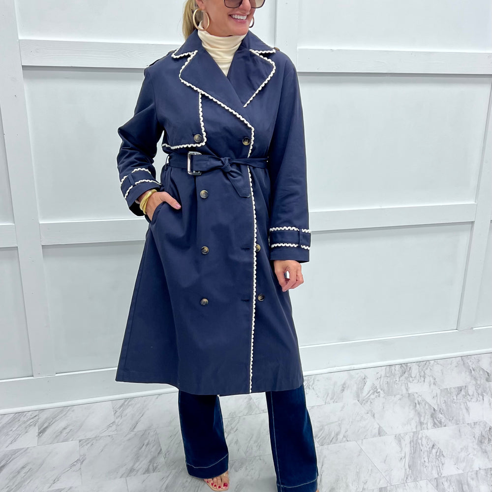 
                  
                    Mable Navy Trench Coat
                  
                