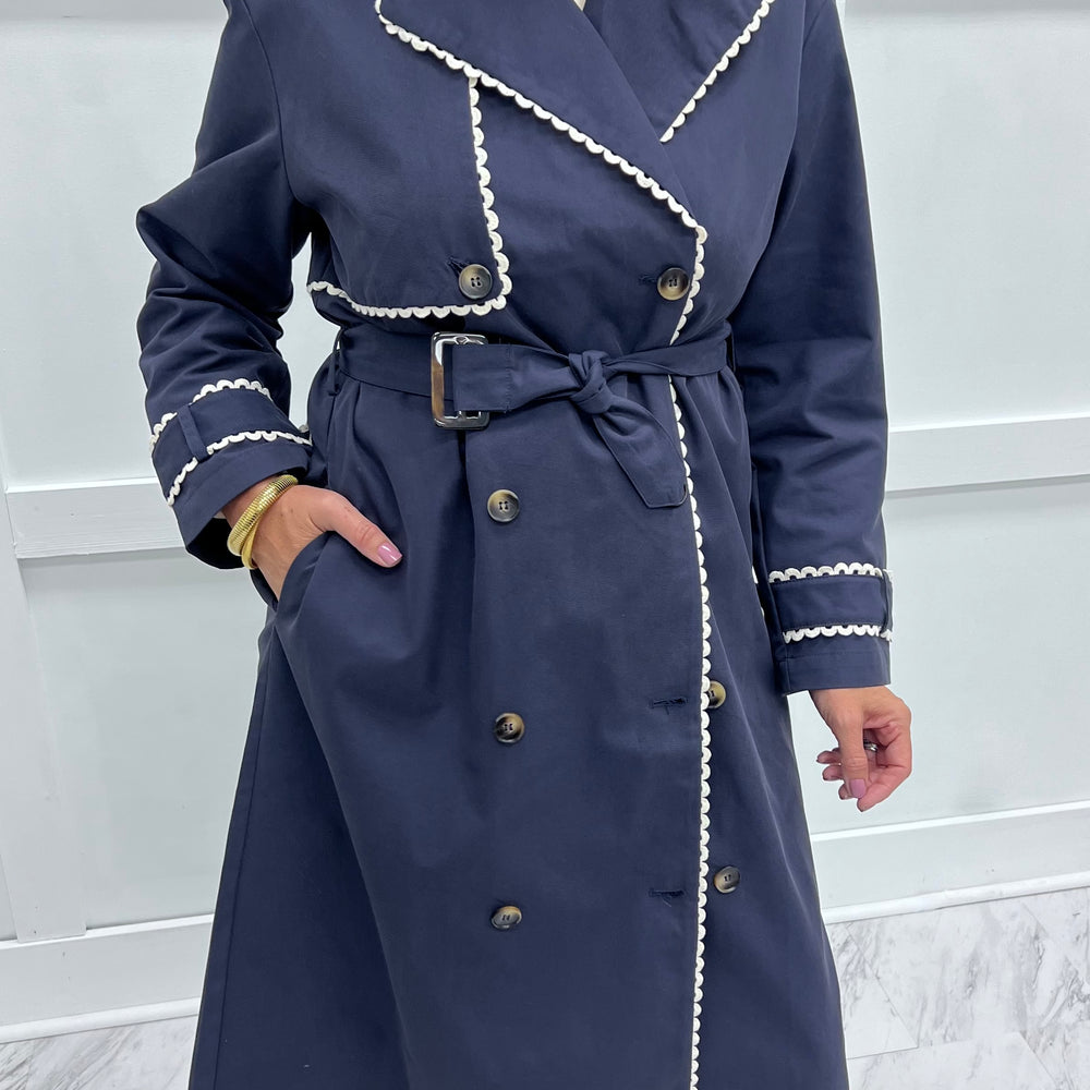 
                  
                    Mable Navy Trench Coat
                  
                