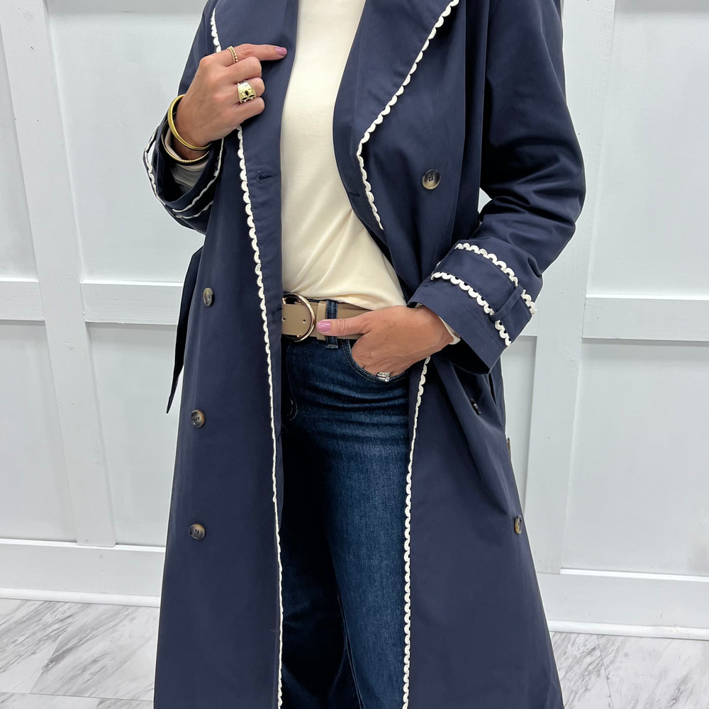 
                  
                    Mable Navy Trench Coat
                  
                