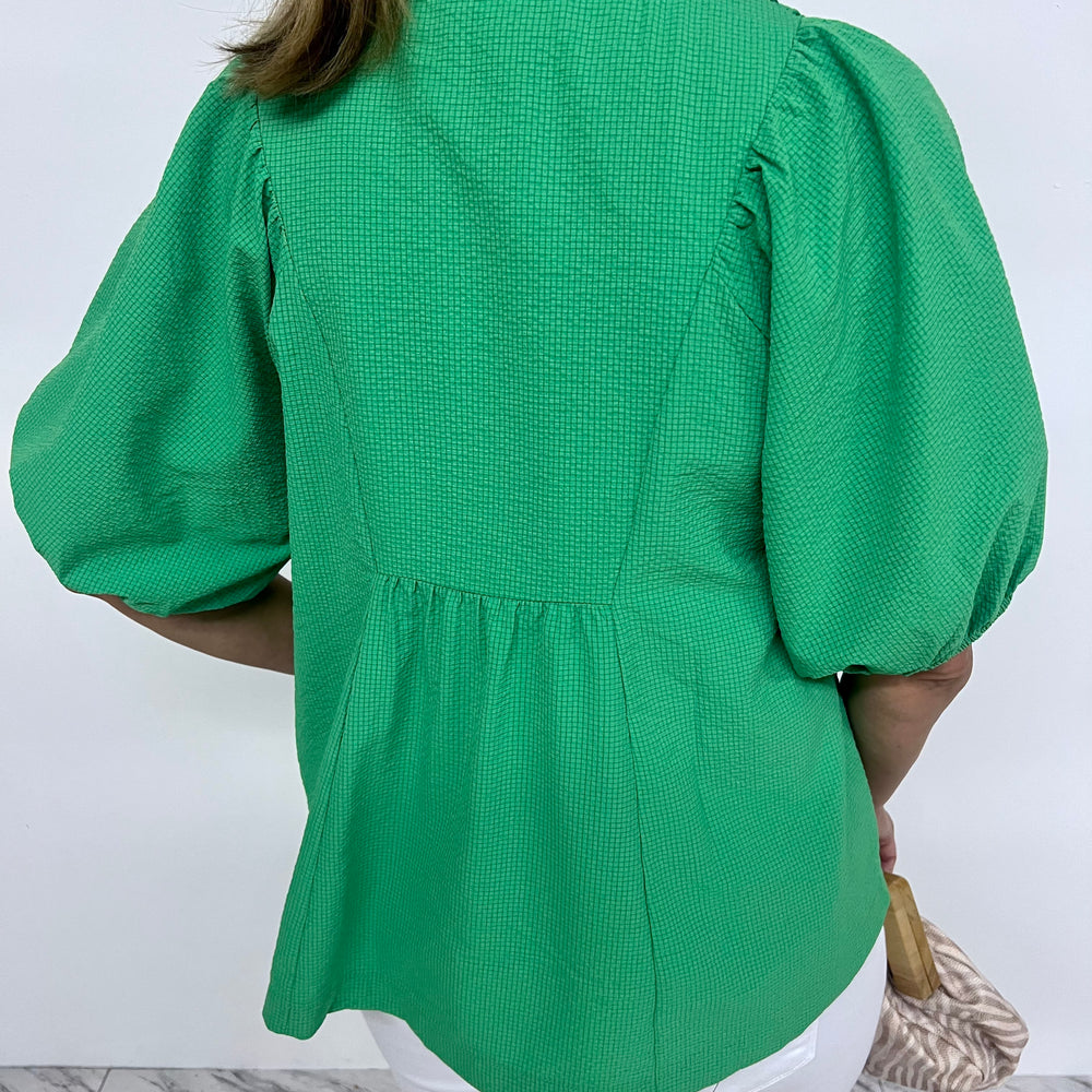 
                  
                    Serena Green Smocked Top
                  
                