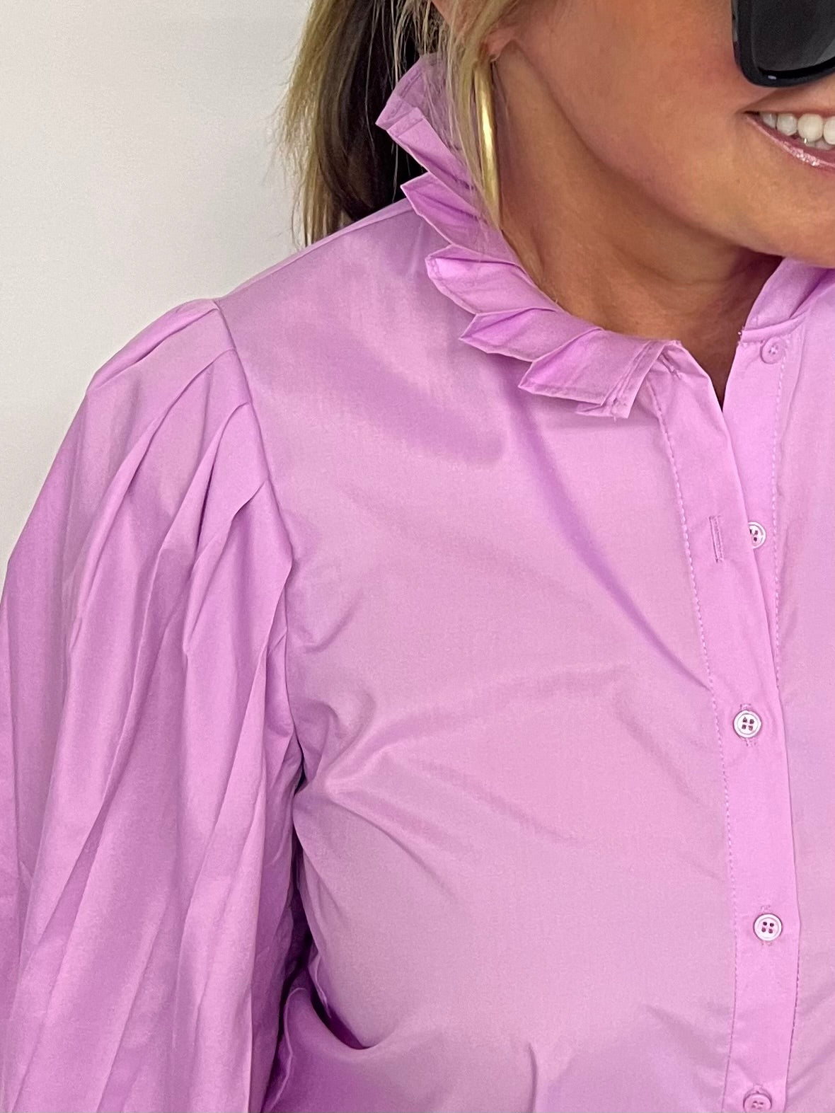 Lush Lavender Pleat Sleeve Top - FINAL SALE