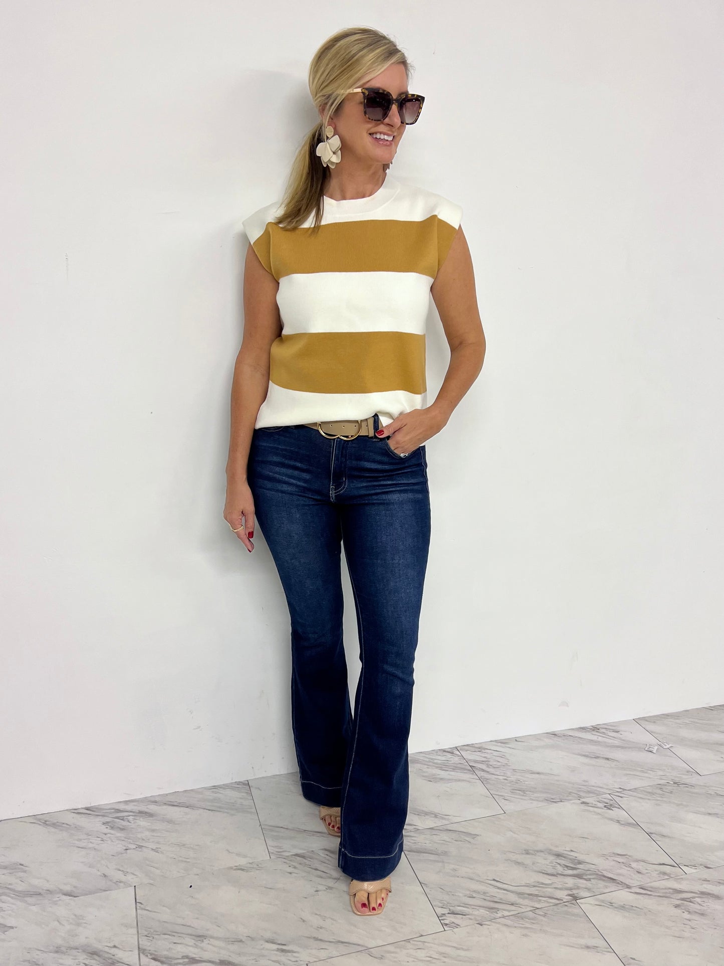 Halston Stripe Sweater Top-FINAL SALE