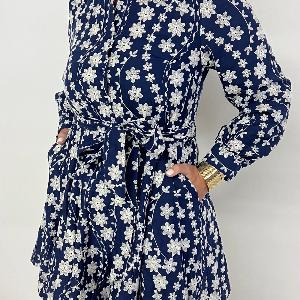 
                      
                        Natalia Navy Floral Embroidered Dress
                      
                    