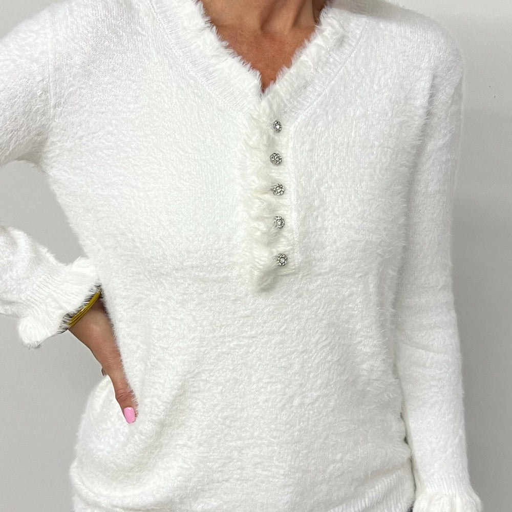 Glittering Dream Rhinestone Sweater (Ivory)