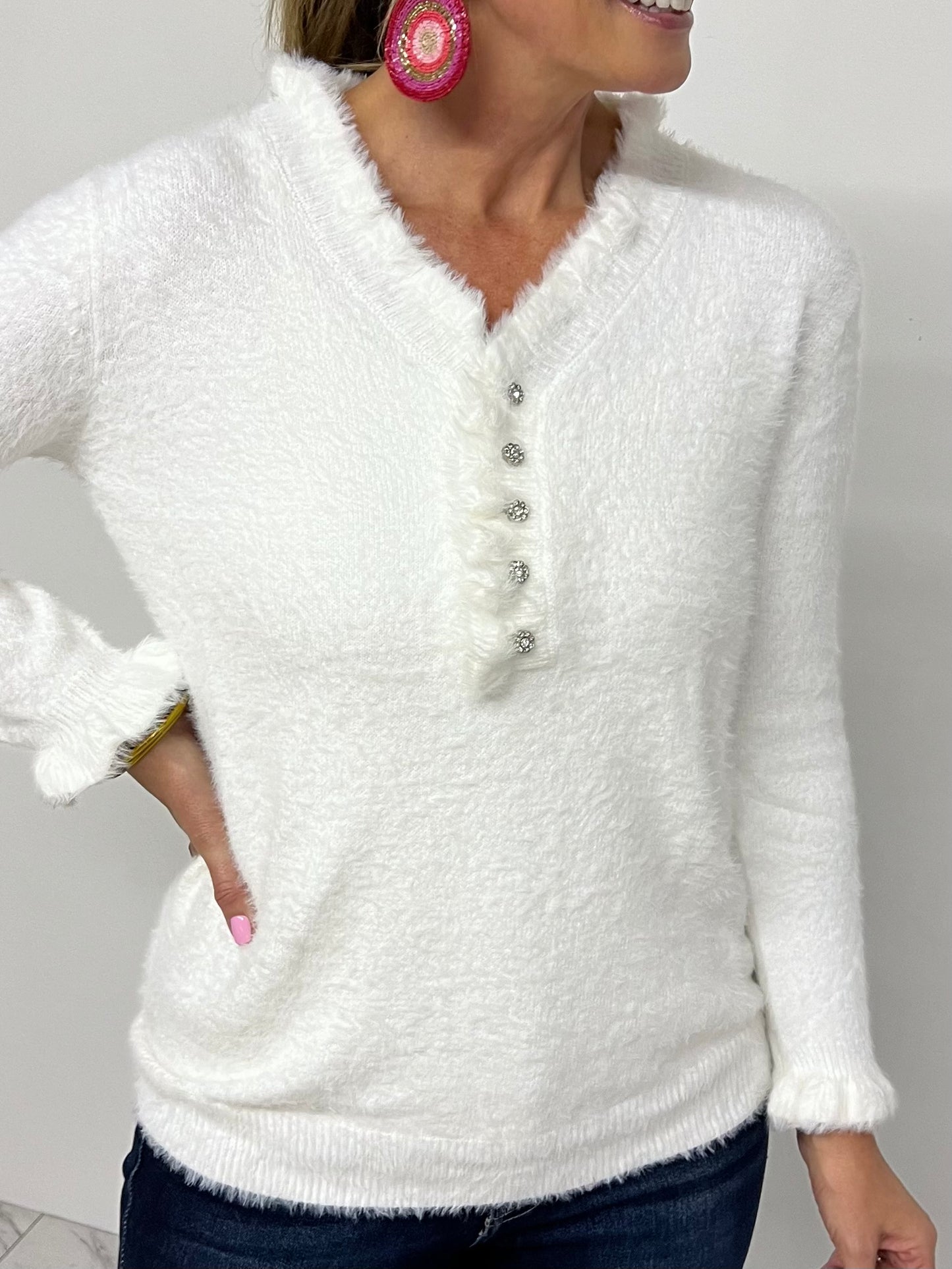 Glittering Dream Rhinestone Sweater (Ivory)