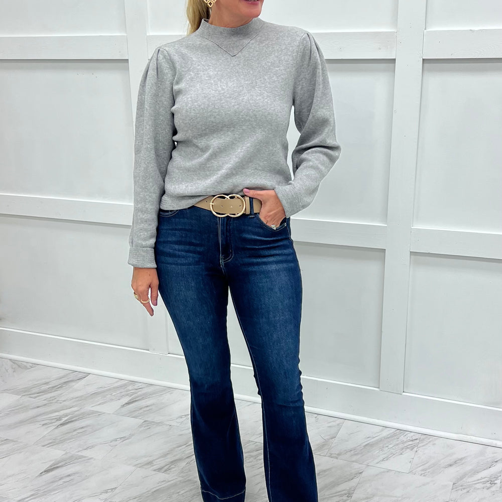 Montana Mock Neck Sweater (Grey)