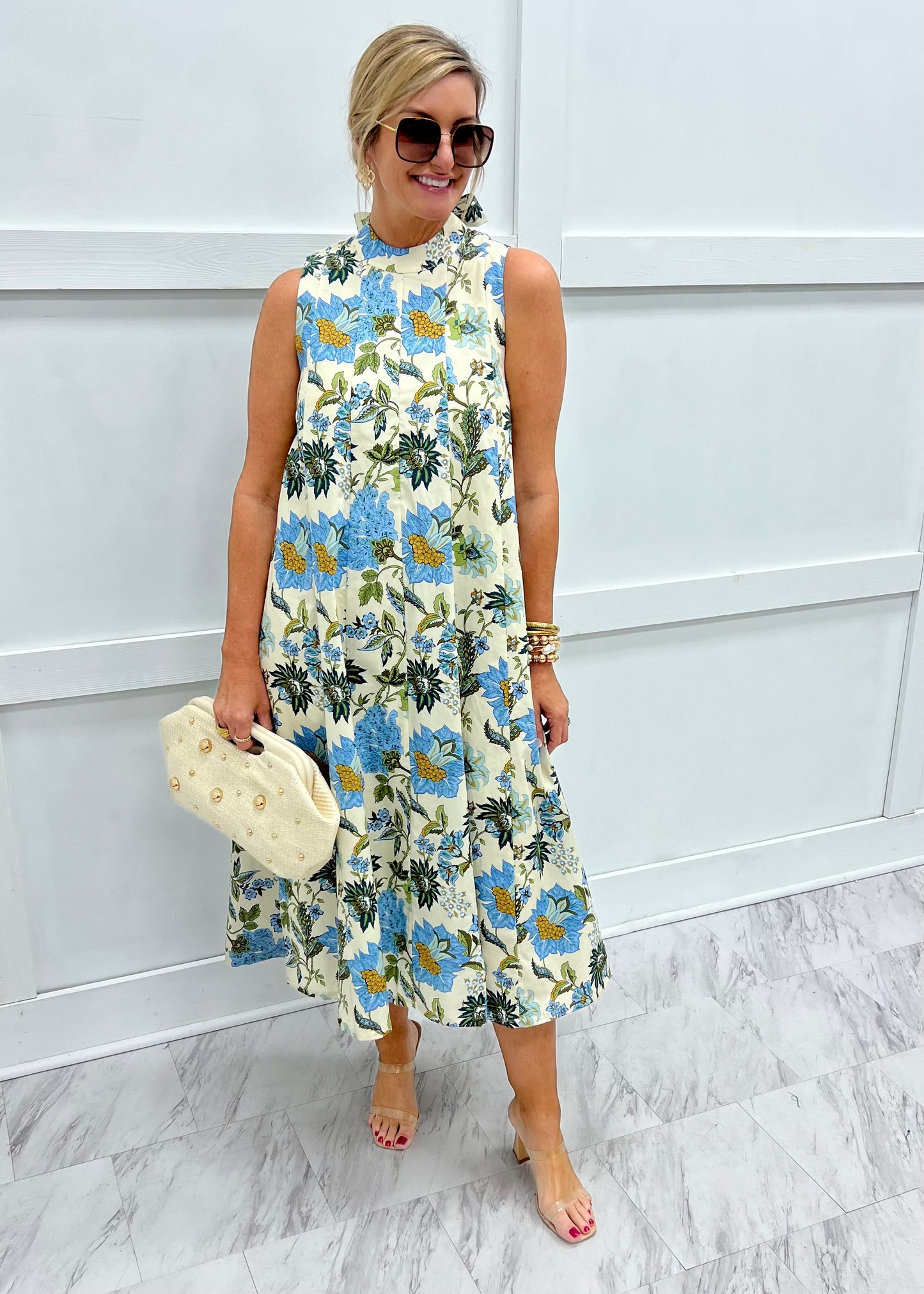 Caroline Print Midi Dress