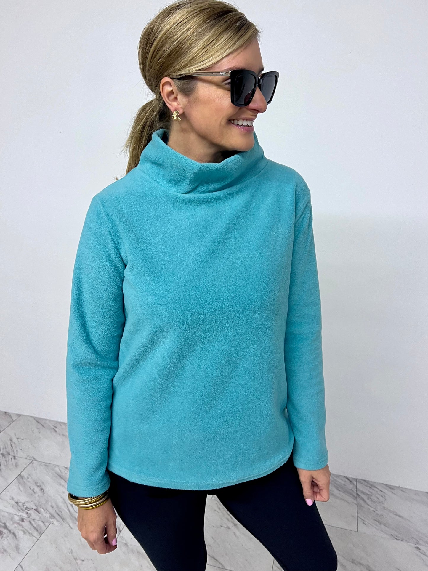 The Hampton Fleece Funnel Neck Top(Mint) - FINAL SALE