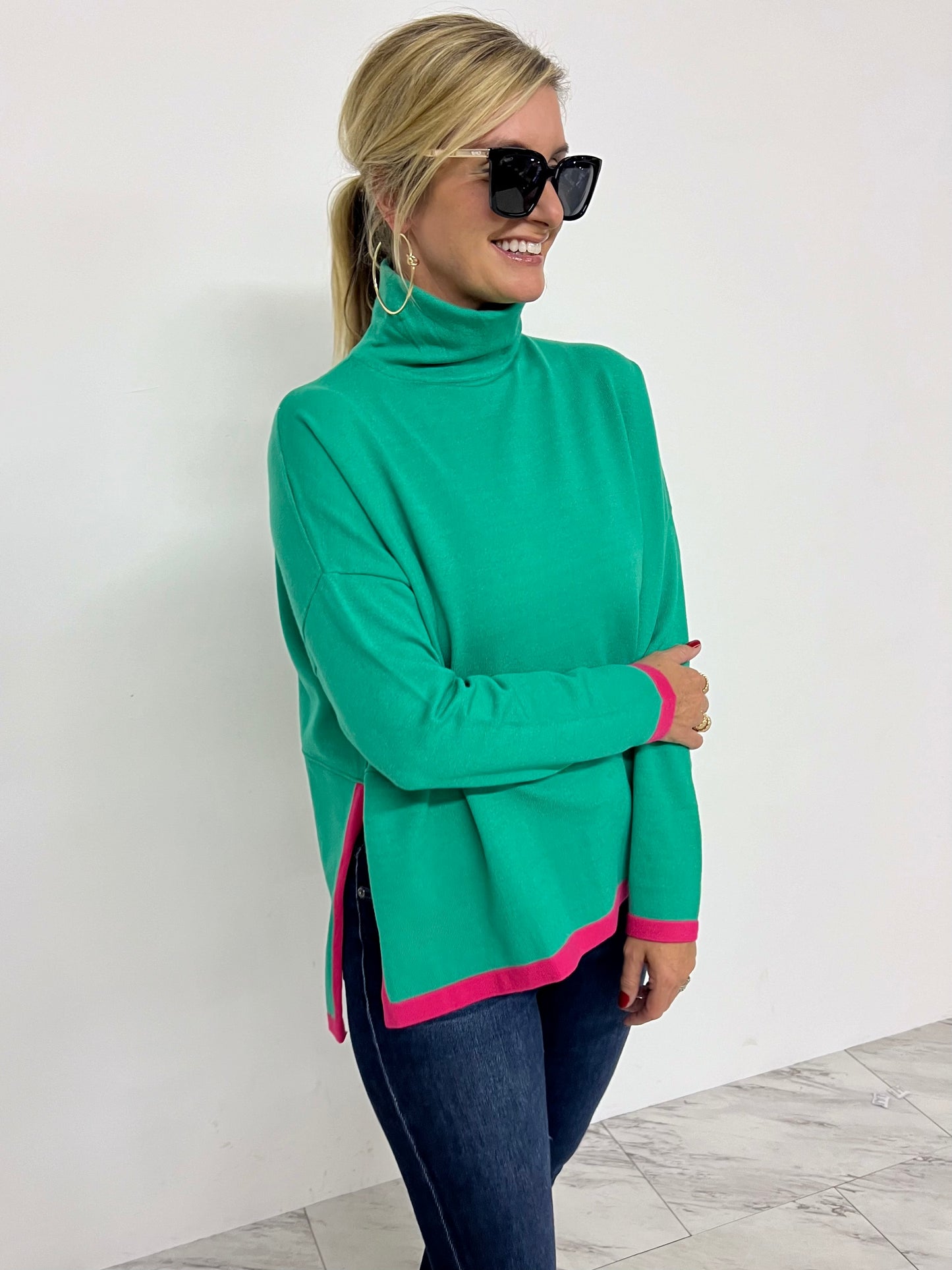 Ashlyn Colorblock Sweater (Green)-FINAL SALE