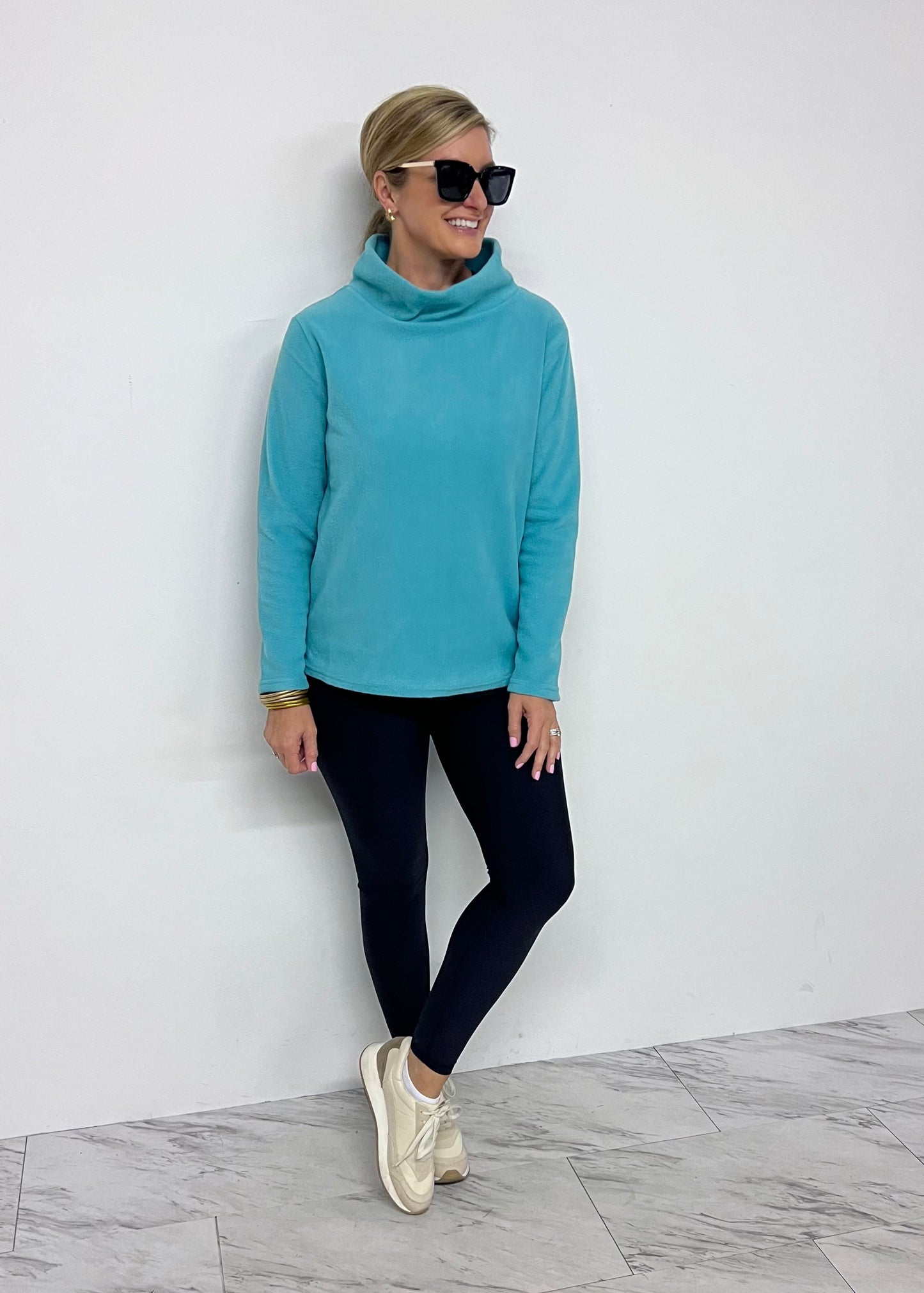 The Hampton Fleece Funnel Neck Top(Mint) - FINAL SALE