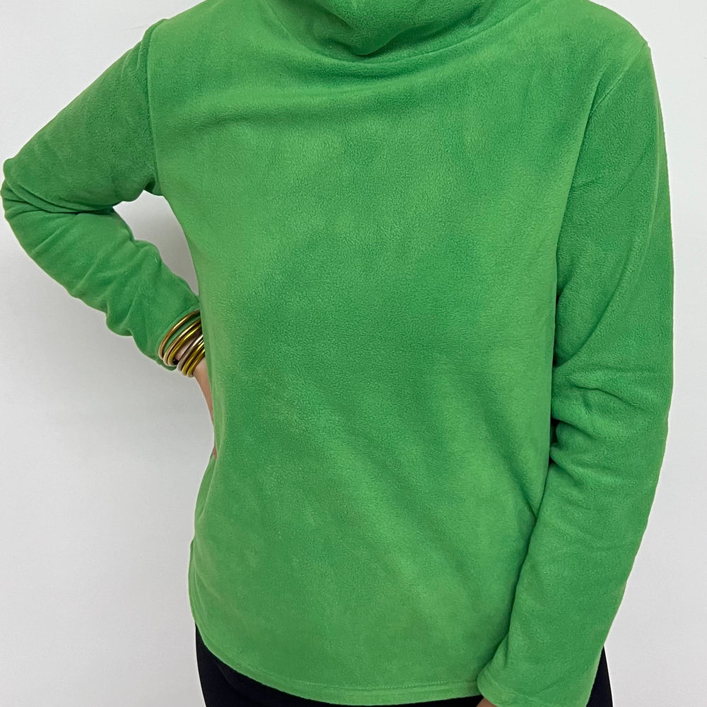 The Hampton Fleece Funnel Neck Top (Green) - FINAL SALE