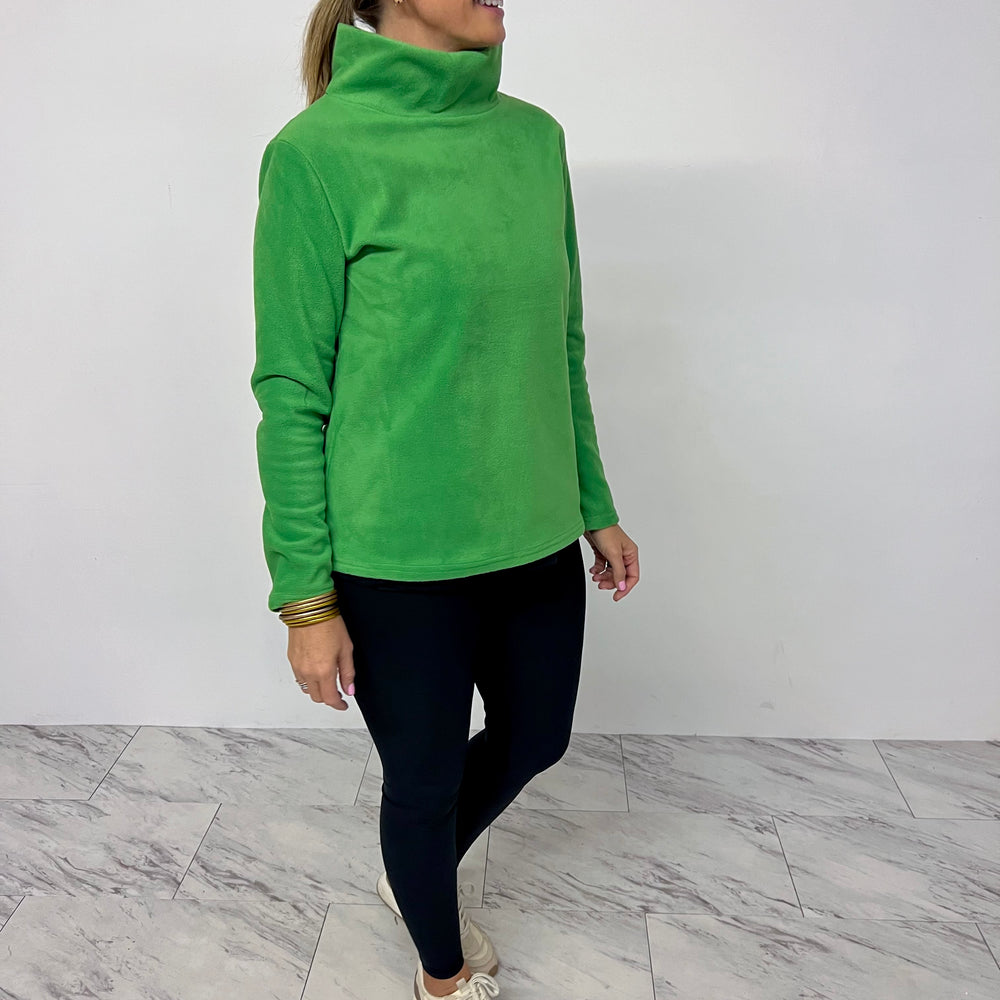 
                  
                    The Hampton Fleece Funnel Neck Top (Green) - FINAL SALE
                  
                