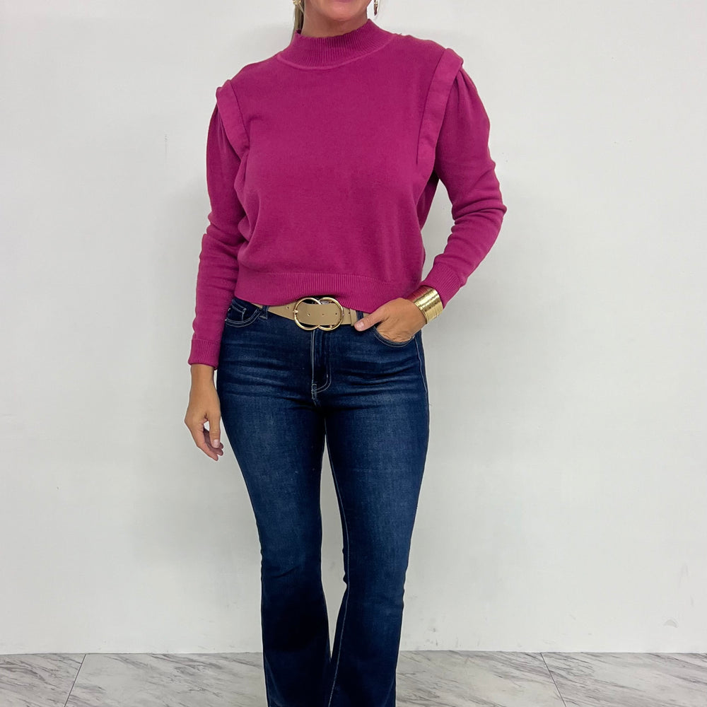 Bellvue Berry Shoulder Detail Top