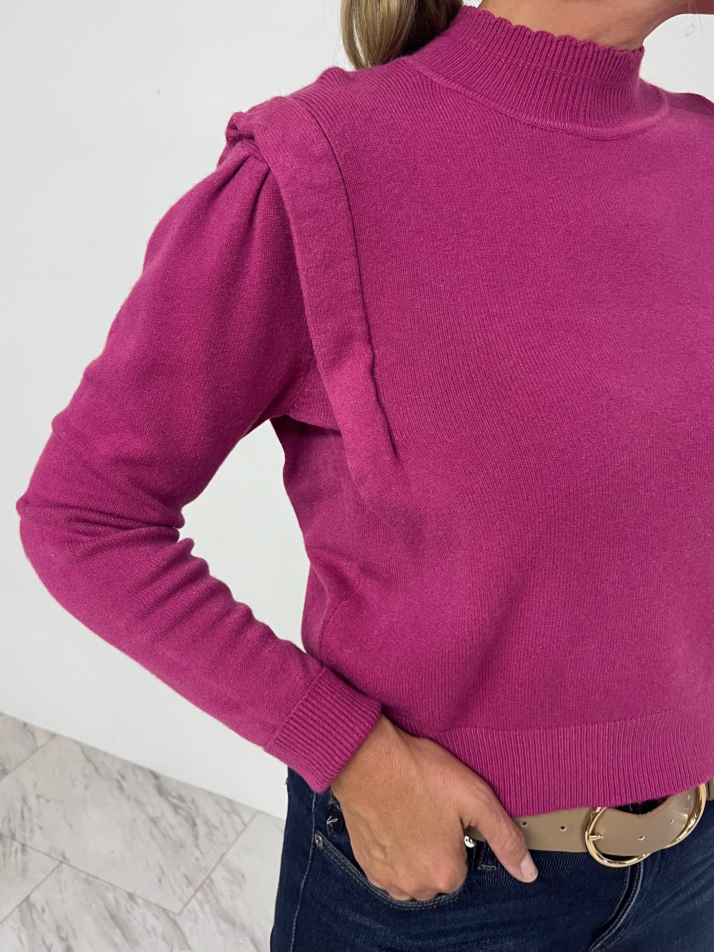 Bellvue Berry Shoulder Detail Top