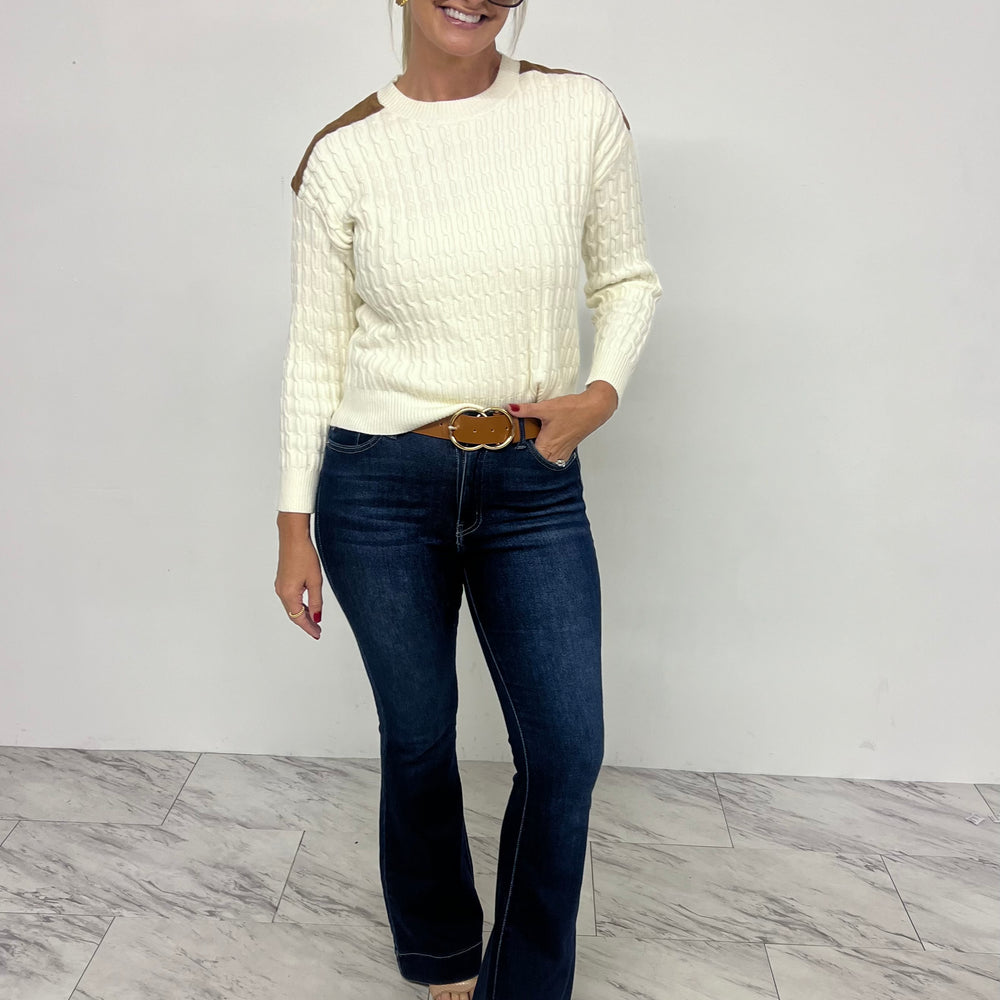 Oakes Suede Shoulder Sweater