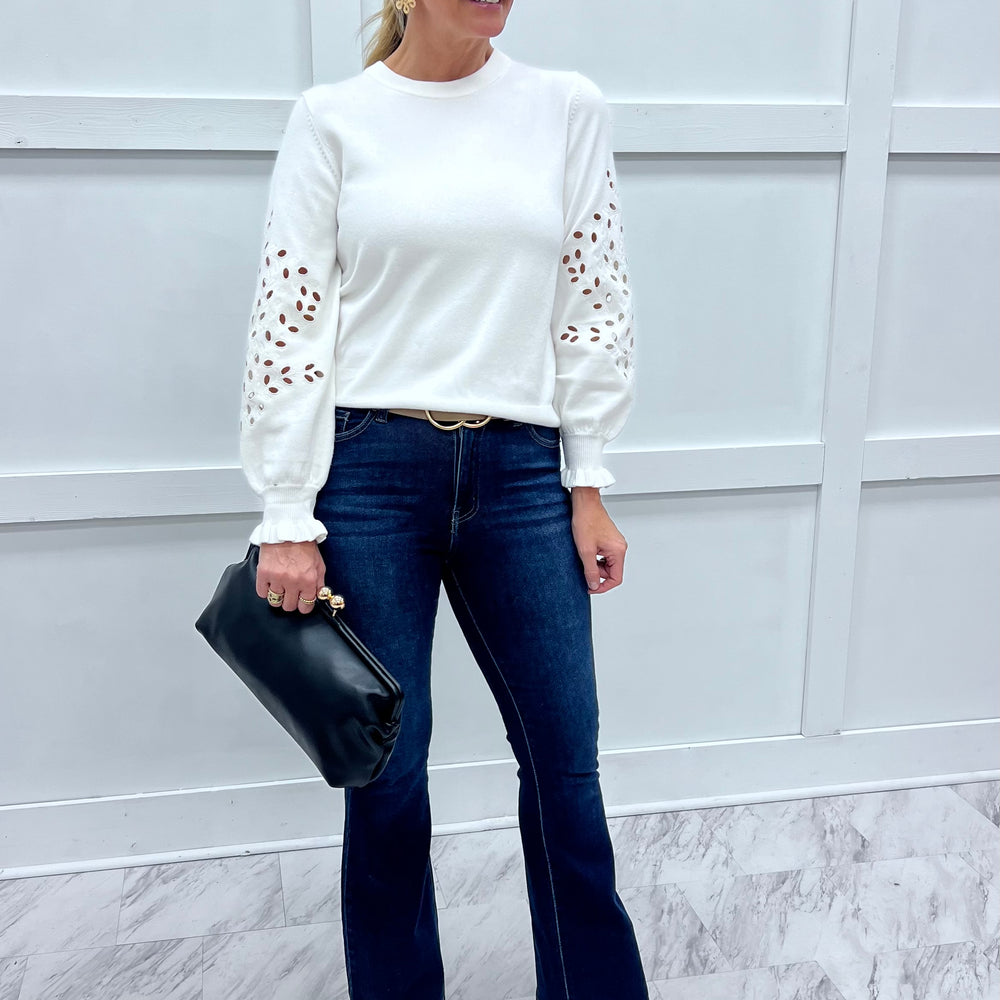 Isla Eyelet Sweater (Cream)