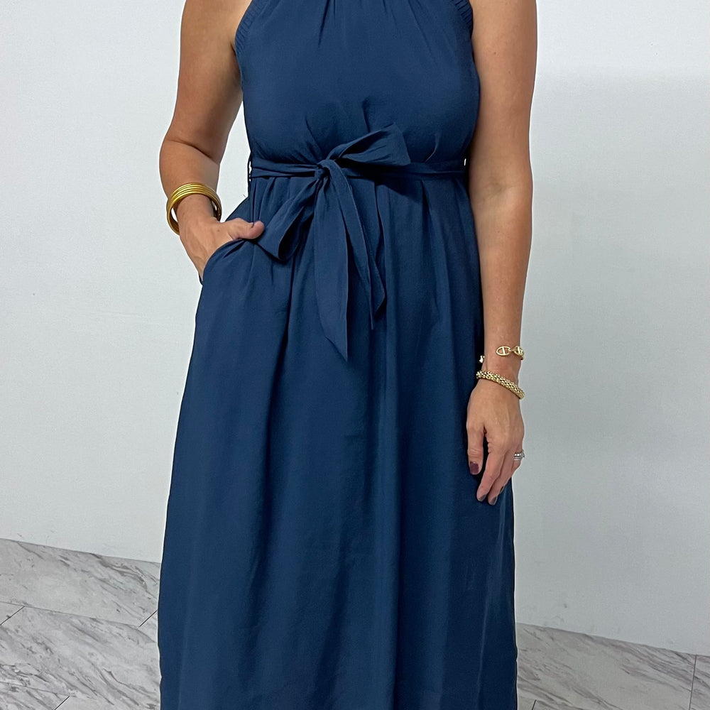 
                  
                    Natalie Navy Pleat Midi Dress- FINAL SALE
                  
                