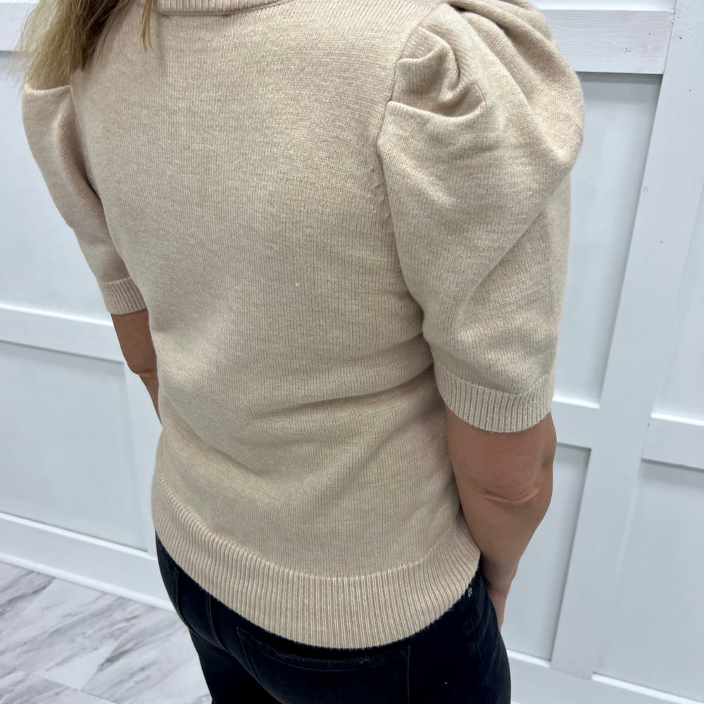 
                  
                    Abilene Button + Ruffle Sweater (Beige)
                  
                