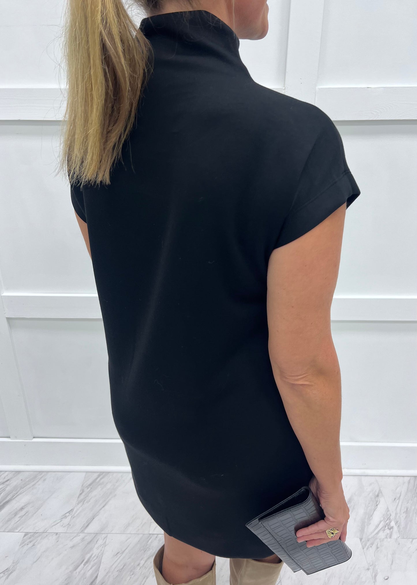 Audrey Black Mock Neck Dress