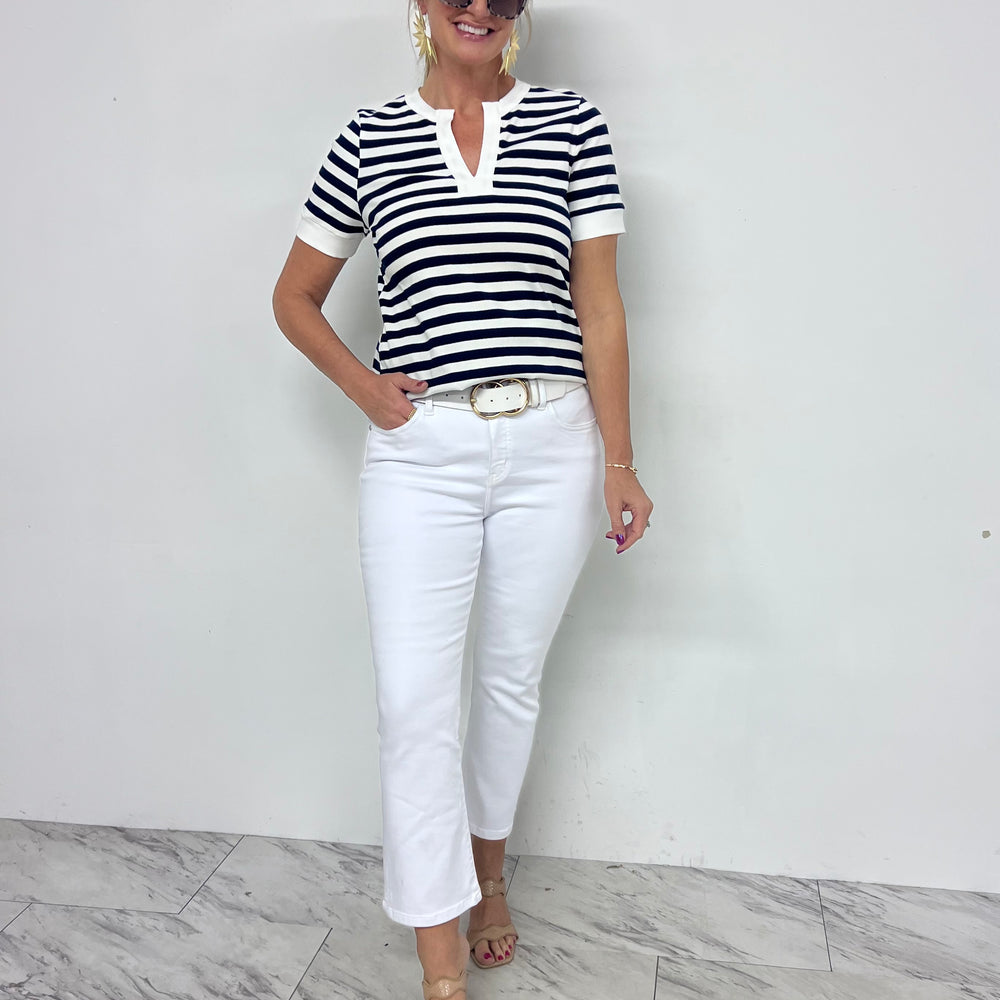 
                  
                    Shelby Stripe V.Neck Top (Navy) FINAL SALE
                  
                