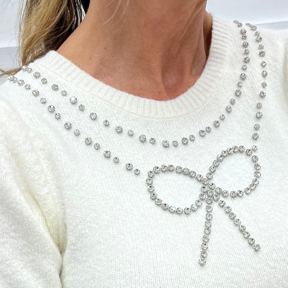 Revelry Rhinestone Bow Sweater