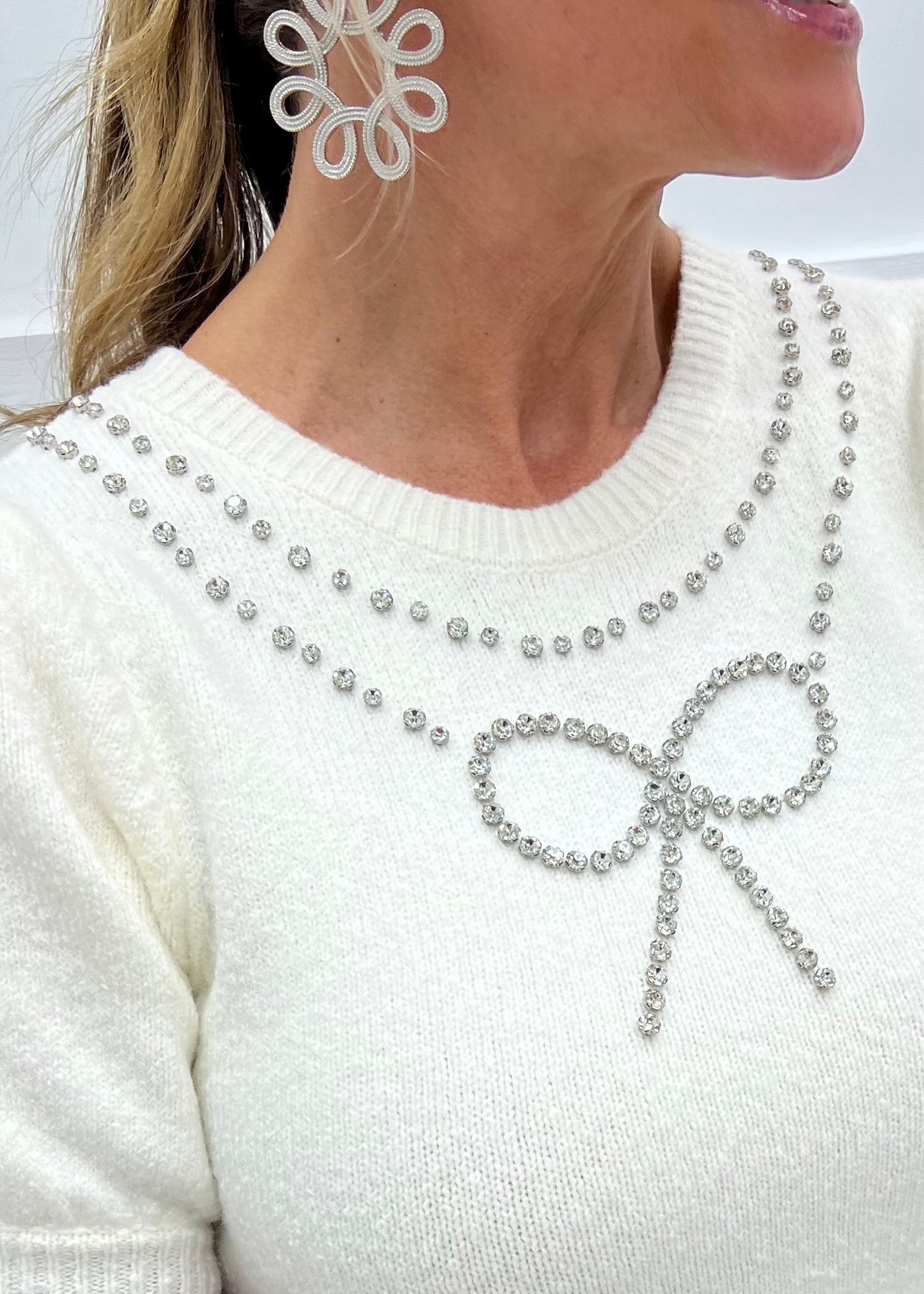 Revelry Rhinestone Bow Sweater