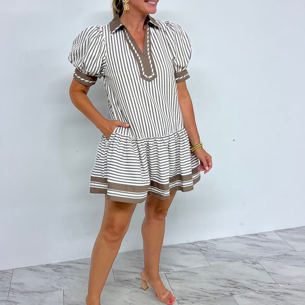 
                  
                    Mia Mocha Stripe Dress
                  
                