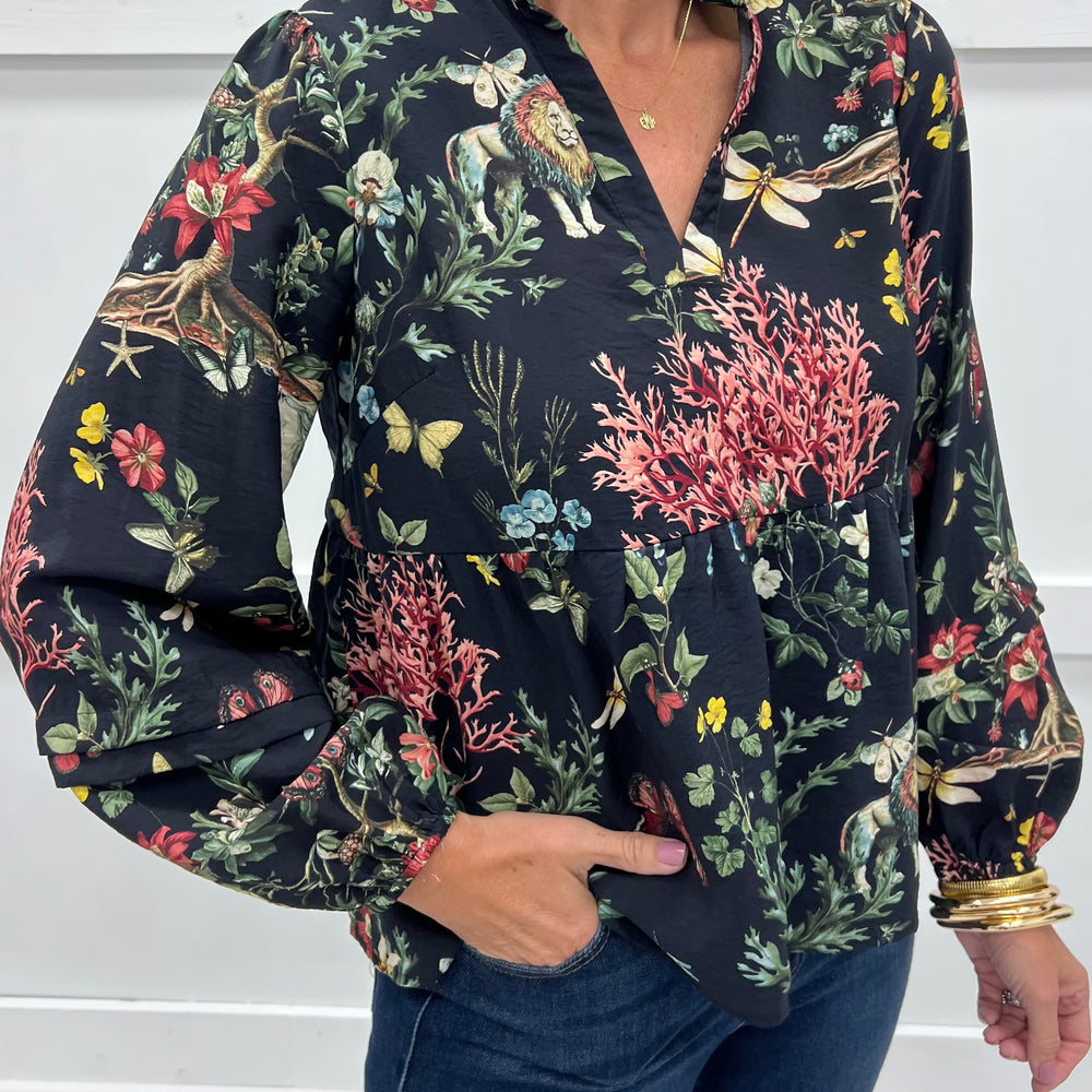In The Jungle Print V.Neck Top