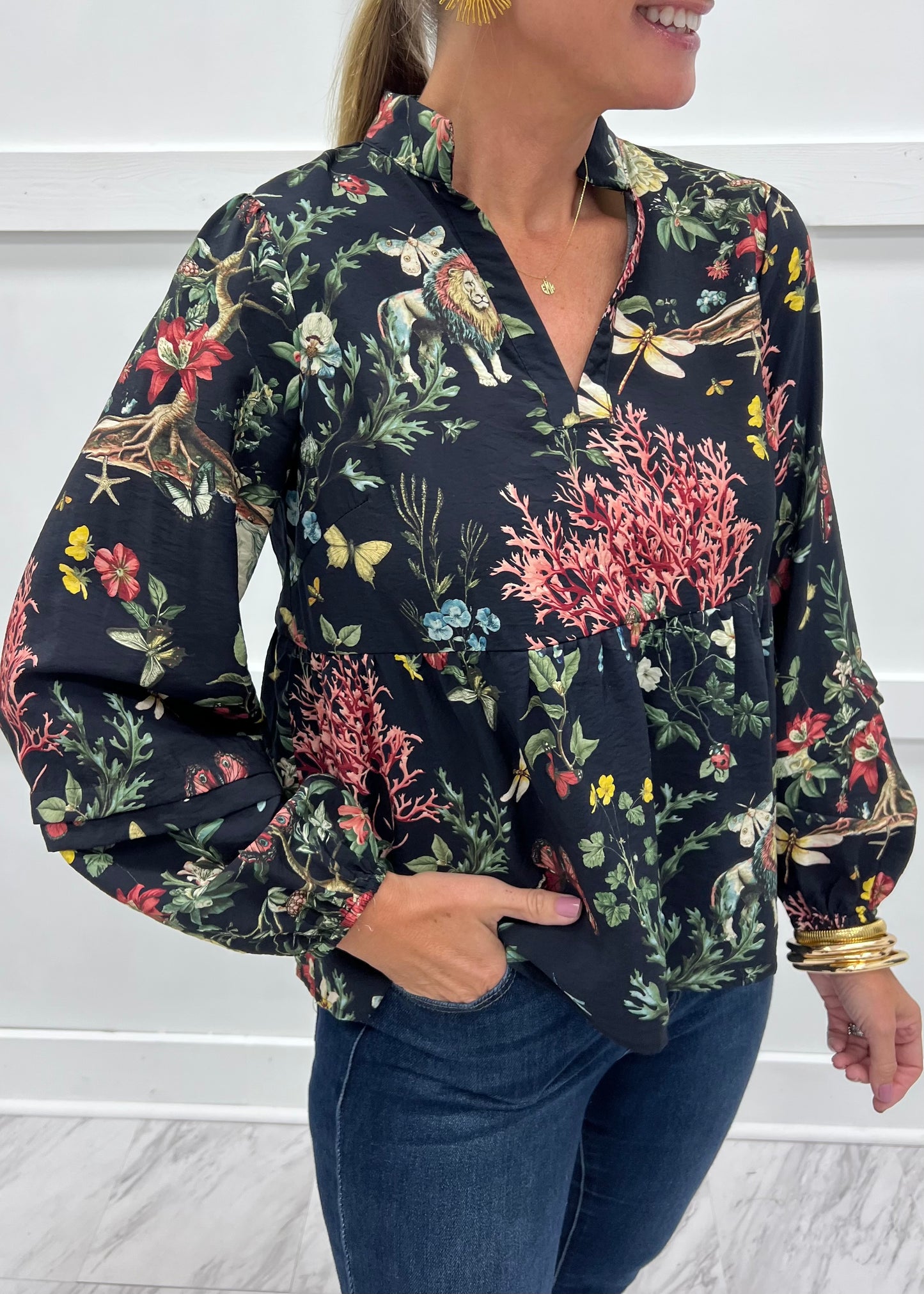 In The Jungle Print V.Neck Top