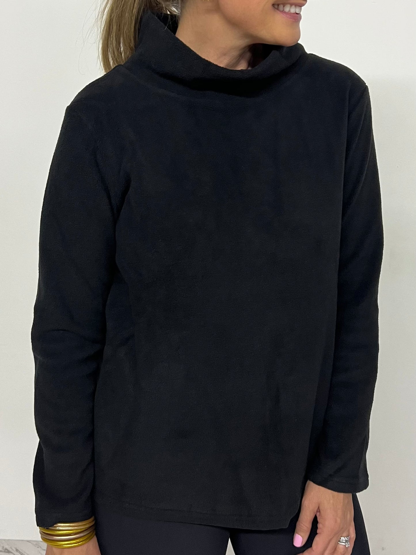 The Hampton Fleece Funnel Neck Top(black) - FINAL SALE