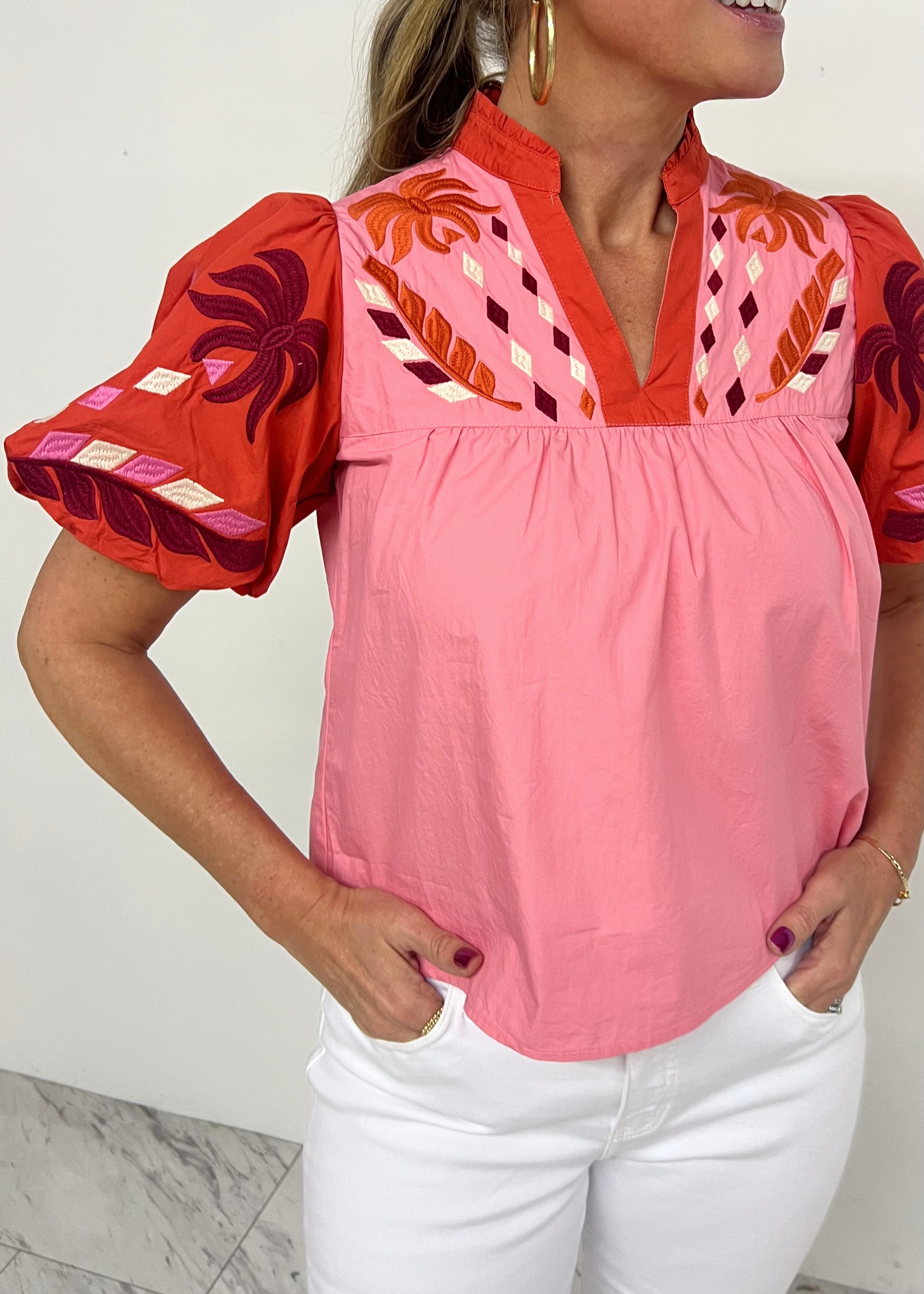 Elise Embroidered Top-FINAL SALE – shop chartreuse