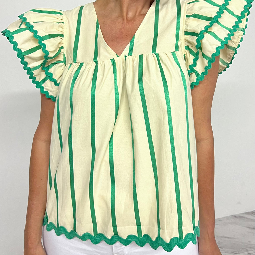 Marguerite Green Stripe Top