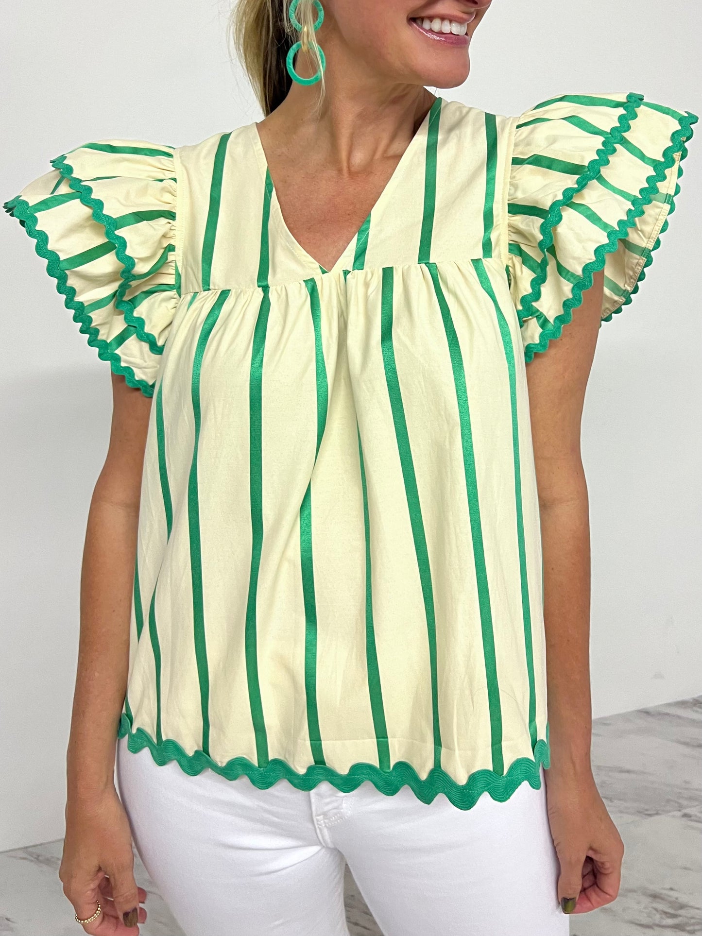 Marguerite Green Stripe Top