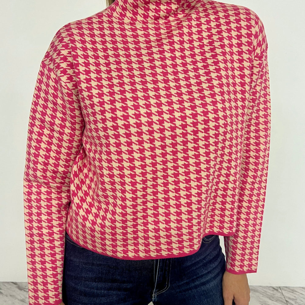 Highland Hot Pink Houndstooth Sweater