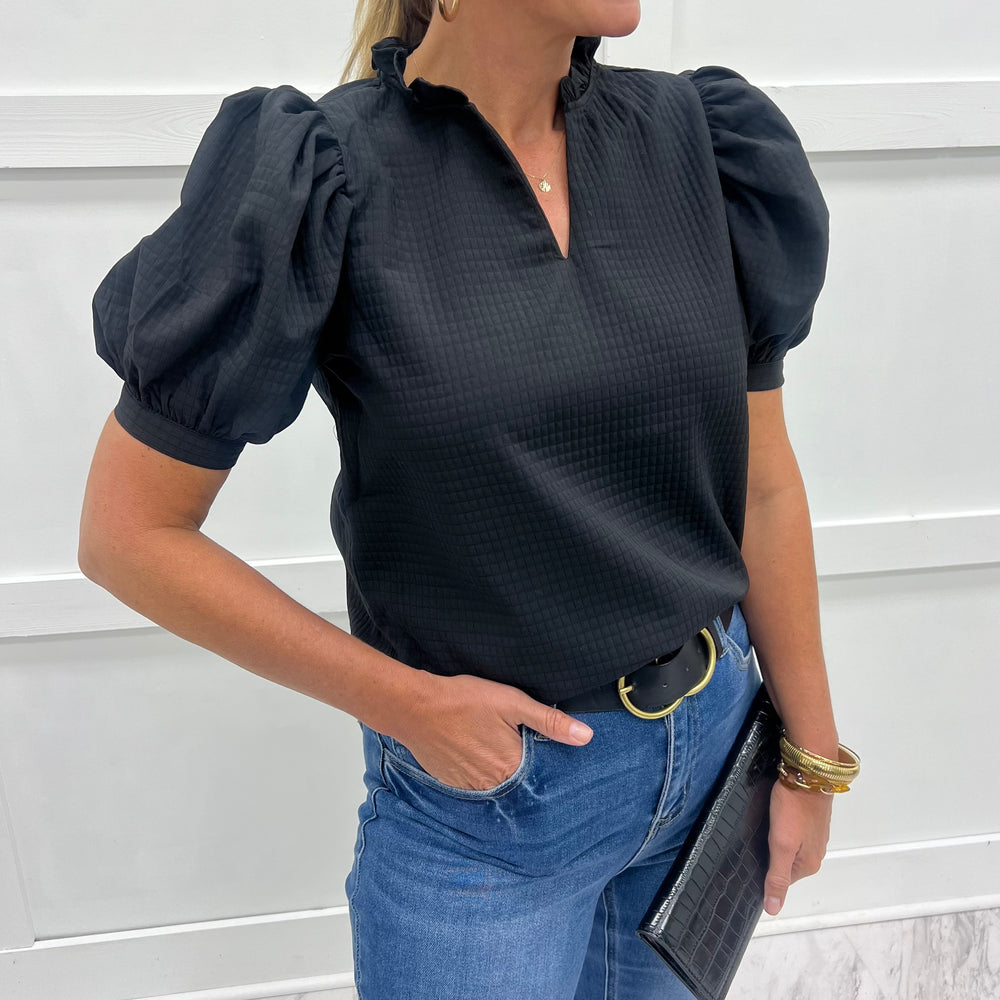 Penny Puff Sleeve Top (Black)