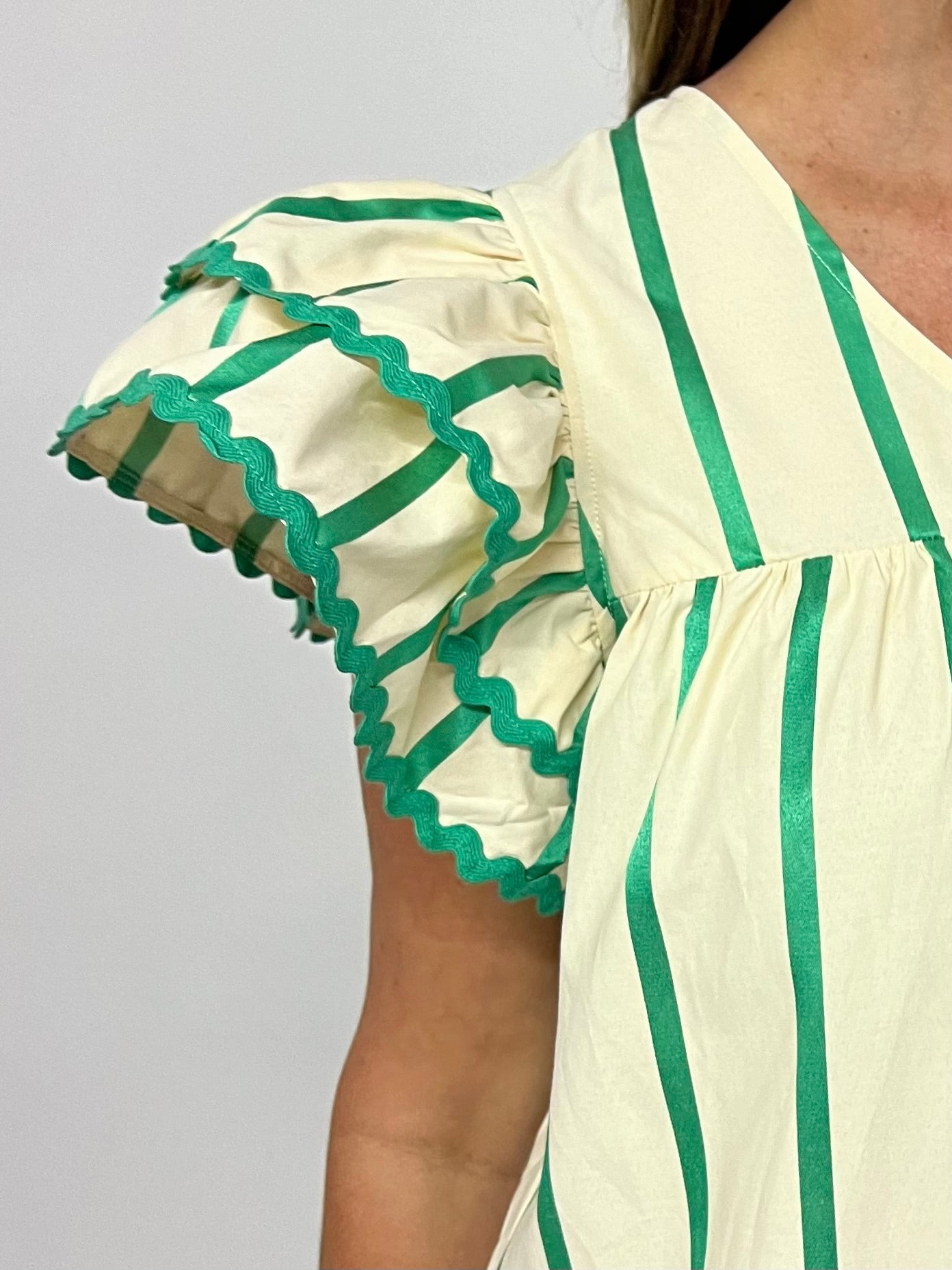 Marguerite Green Stripe Top