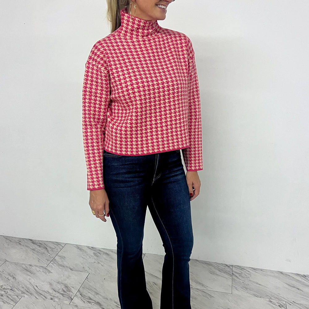 Highland Hot Pink Houndstooth Sweater