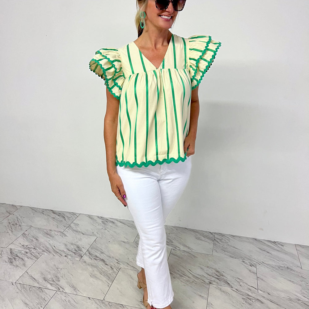 
                  
                    Marguerite Green Stripe Top -- FINAL SALE
                  
                