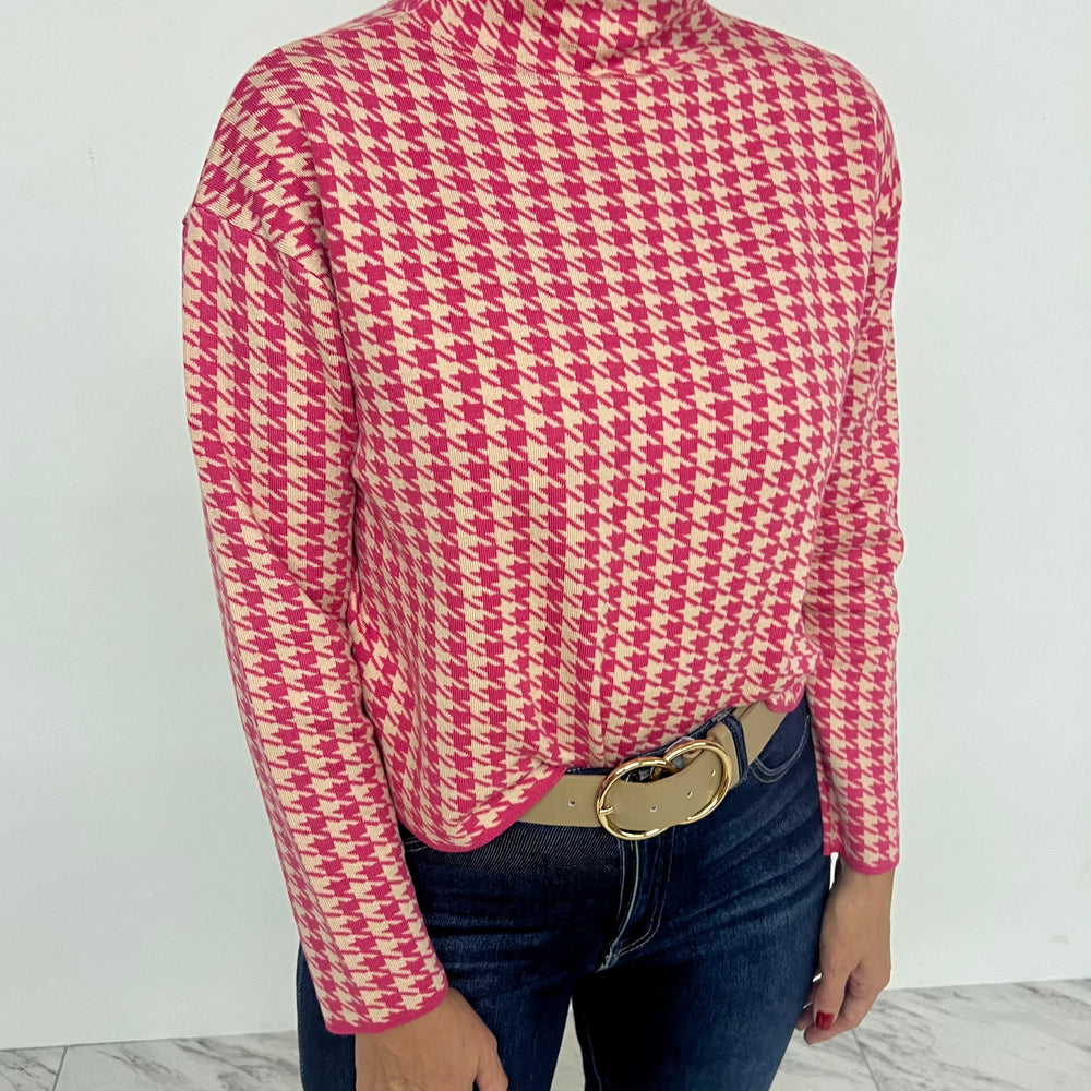 
                  
                    Highland Hot Pink Houndstooth Sweater
                  
                