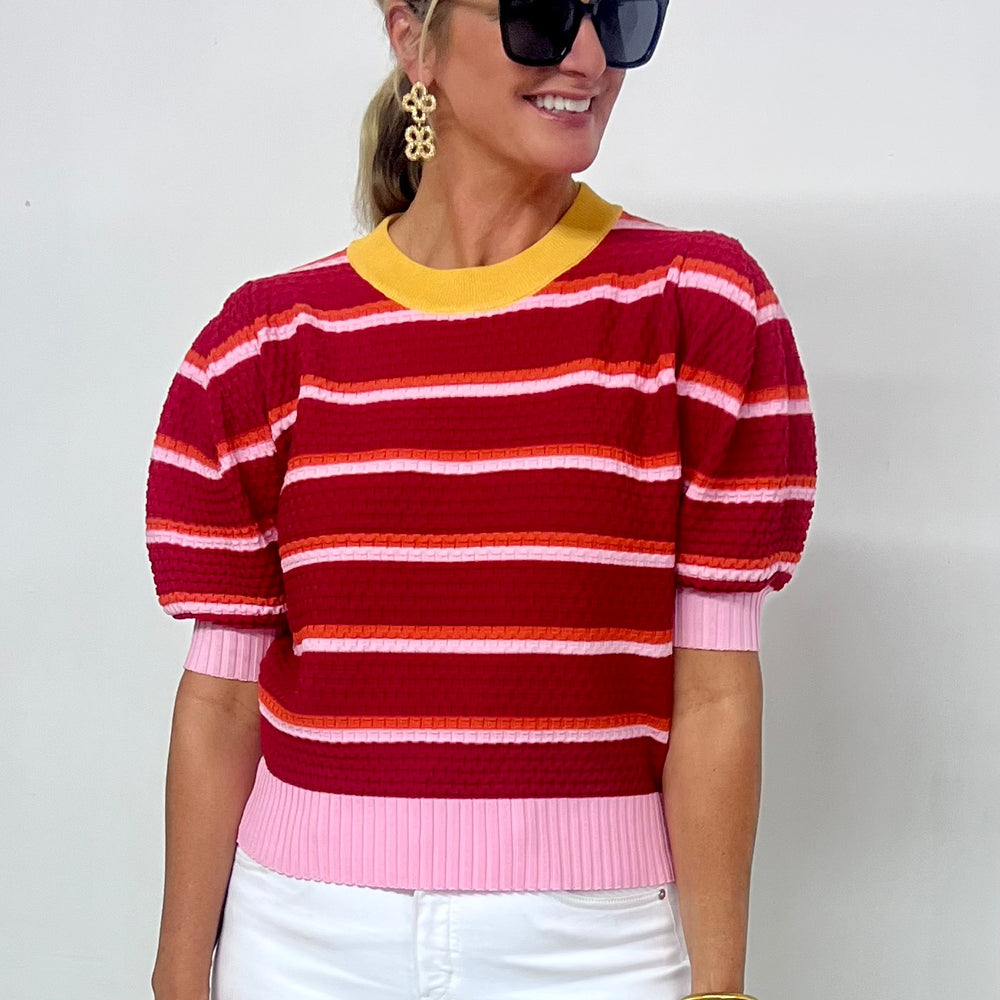 Kingston Stripe Short Sleeve Sweater