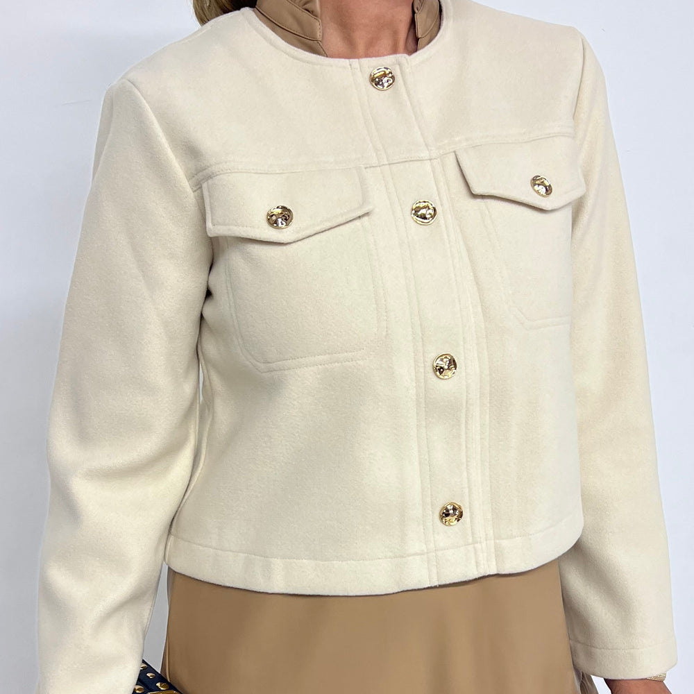 
                      
                        Brier Ivory Button Front Jacket
                      
                    